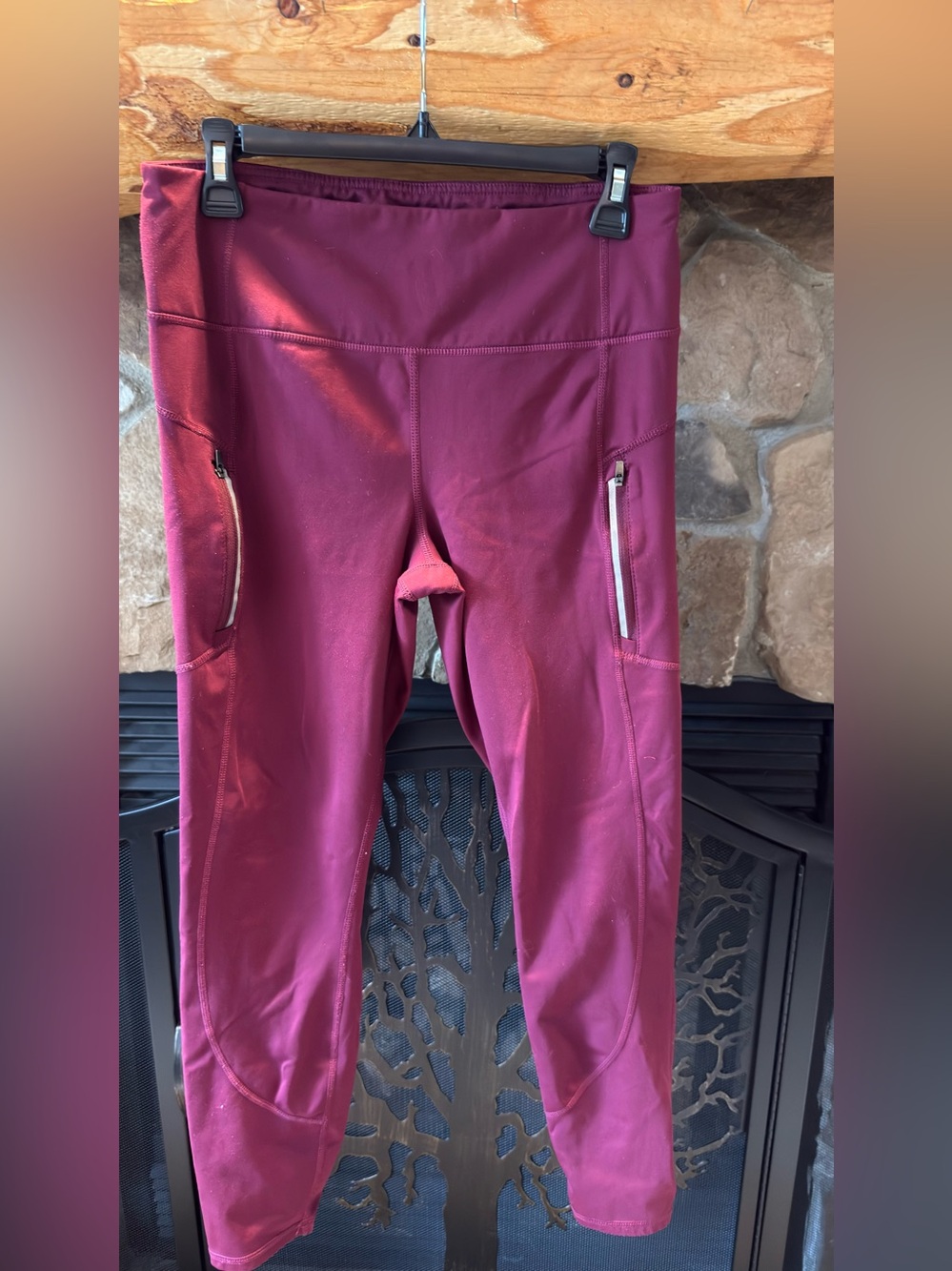 Women's Maroon Active Stretch Pants with Extra Warm Lining - Picture 2 of 6